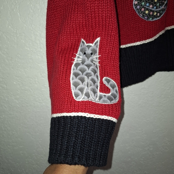 ORVIS Wearable Art Cats Cardigan Sweater Sz XL Vintage EUC - Picture 5 of 7